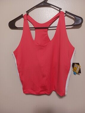 Pro Player Dubarry Coral Racerback  Top  White Panels W/built In Bra Medium A-19